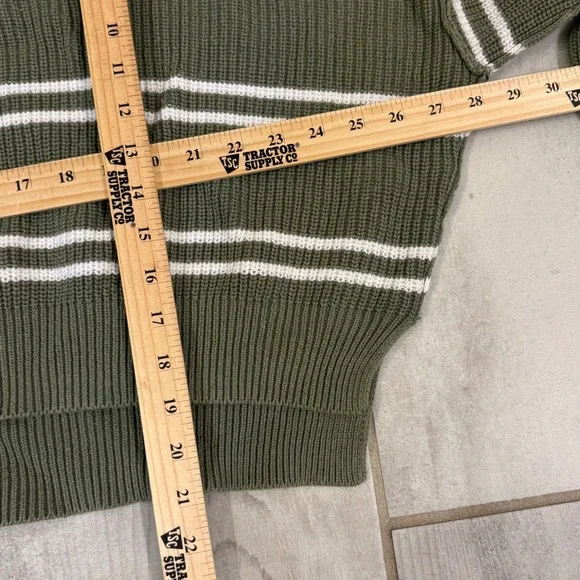 Aerie Olive Green Striped Cropped Sweater Size Medium - Picture 6 of 6